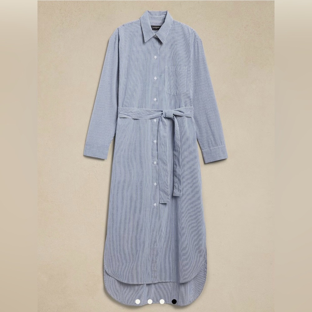 Banana Republic BR Factory Poplin Maxi Shirtdress Classic Blue & White Stripes